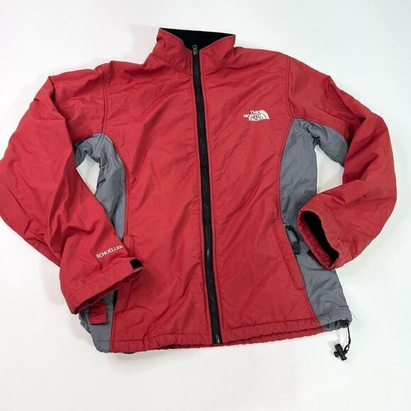 The North Face Windbreaker Womens Medium Red & Gray Colorblock Full Zip Jacket - Picture 1 of 11